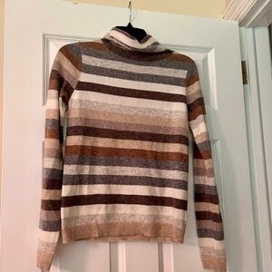 525 america cashmere striped turtleneck sweater beige